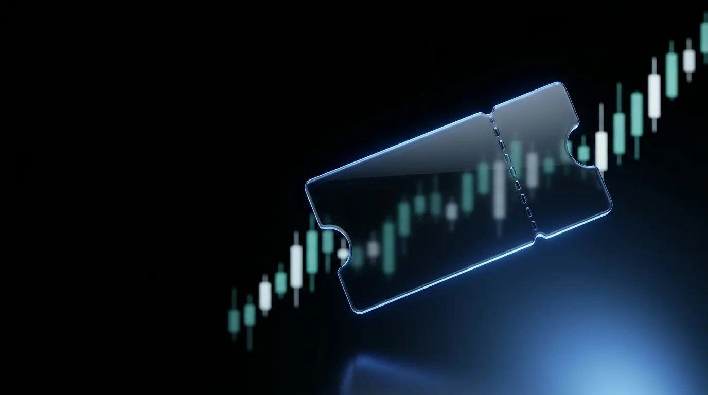 Illustration of a TradingView discount code coupon floating over a rising stock chart